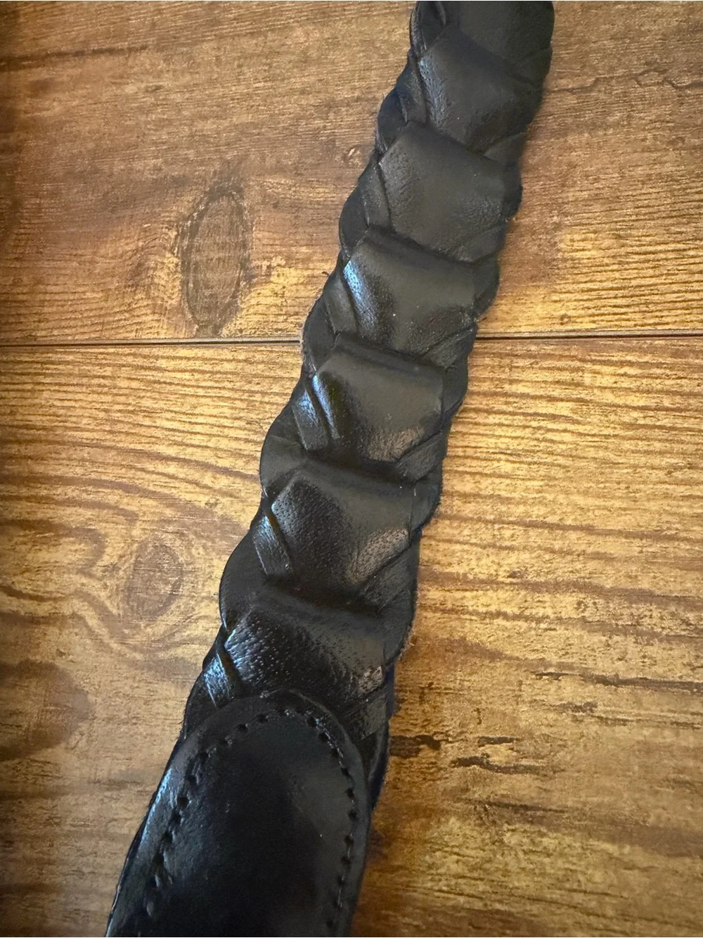 Genuine Leather Black Woven Interlocking Belt Solid Brass Buckle Made In India